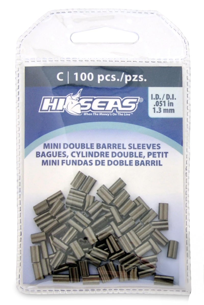 Hi-Seas Mini Double Barrel Copper Crimp Sleeves, 1.3 Millimeter Inside Diameter, 100-Pieces , Black - Image 1